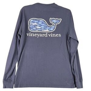 Vineyard Vines Navy Whale Logo Graphic Casual‎ Preppy Style Wear Shirt Mens XS
